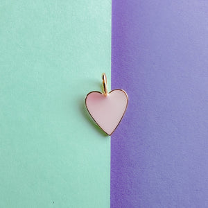 14mm White Enamel Gold Heart Pendant