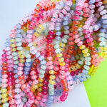 8mm Rainbow Candy Smooth Dyed Jade Rondelle Long Knotted Loop