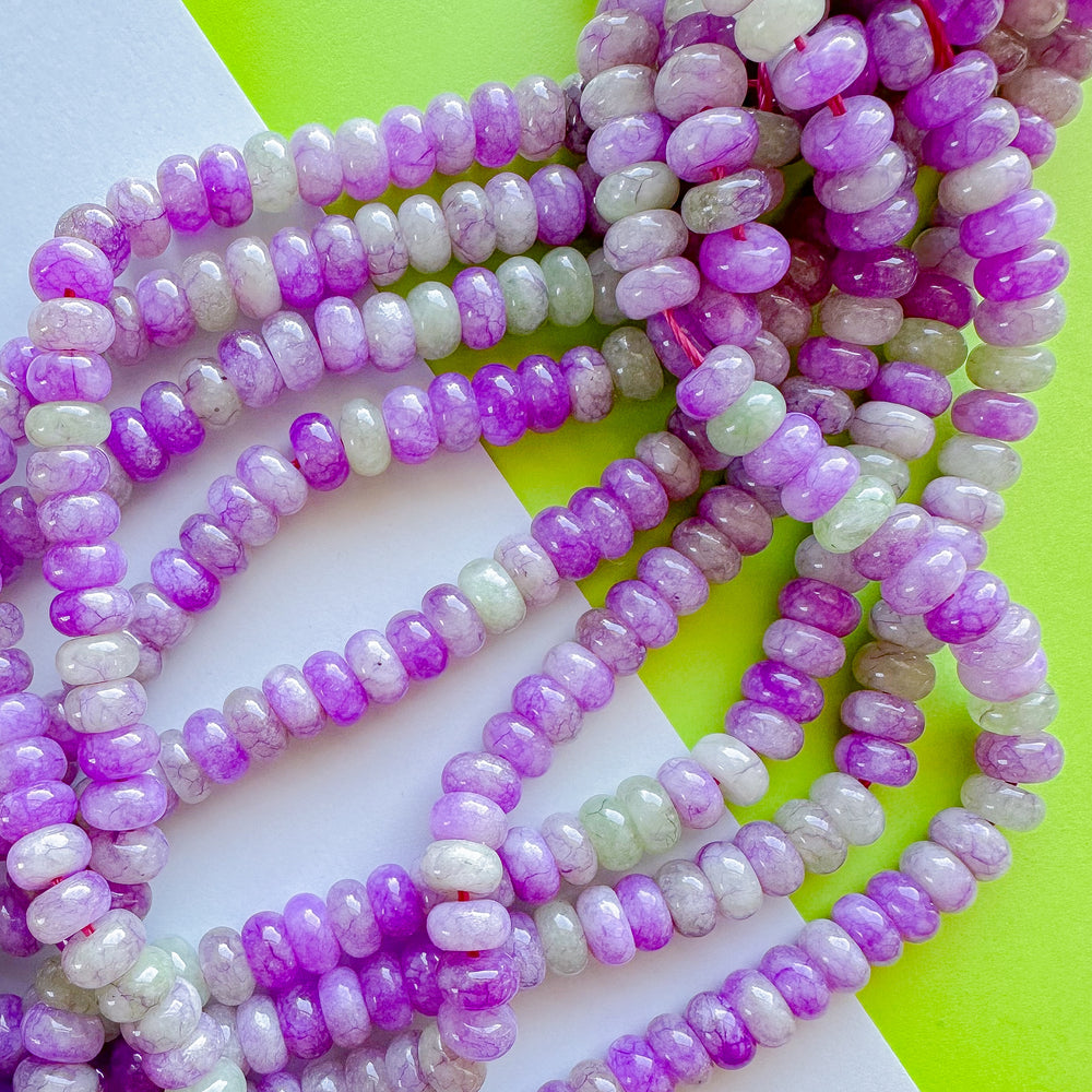 8mm Grape Candy Smooth Dyed Jade Rondelle Strand