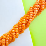 12mm Kumquat Orange Stripe Cut Crystal Rondelle Strand