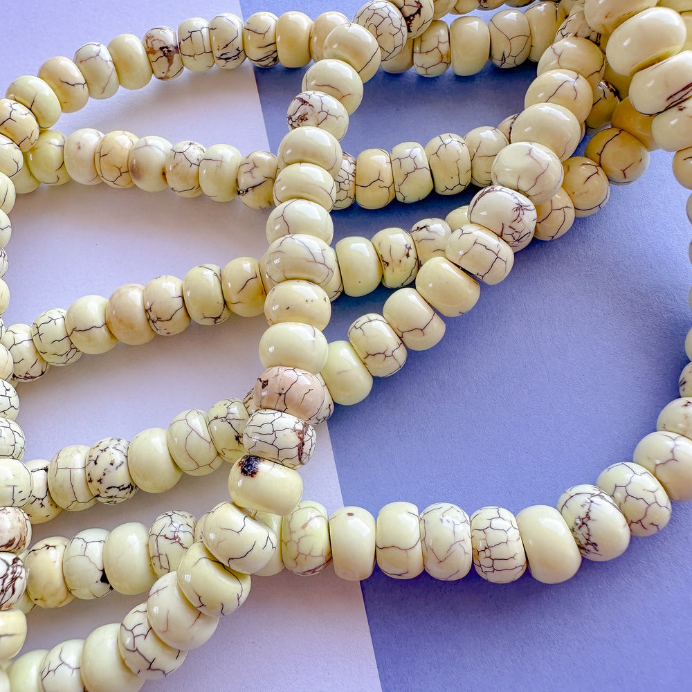 8mm Citron Howlite Rondelle Strand