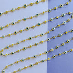 7mm Enamel Daisy Evil Eye Gold Chain (Light)