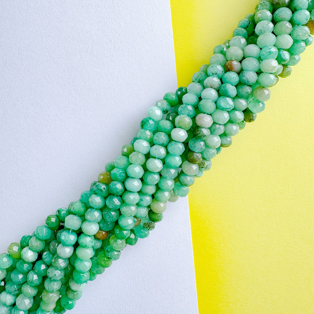 8mm Variegated Green Dyed Jade Rondelle Strand