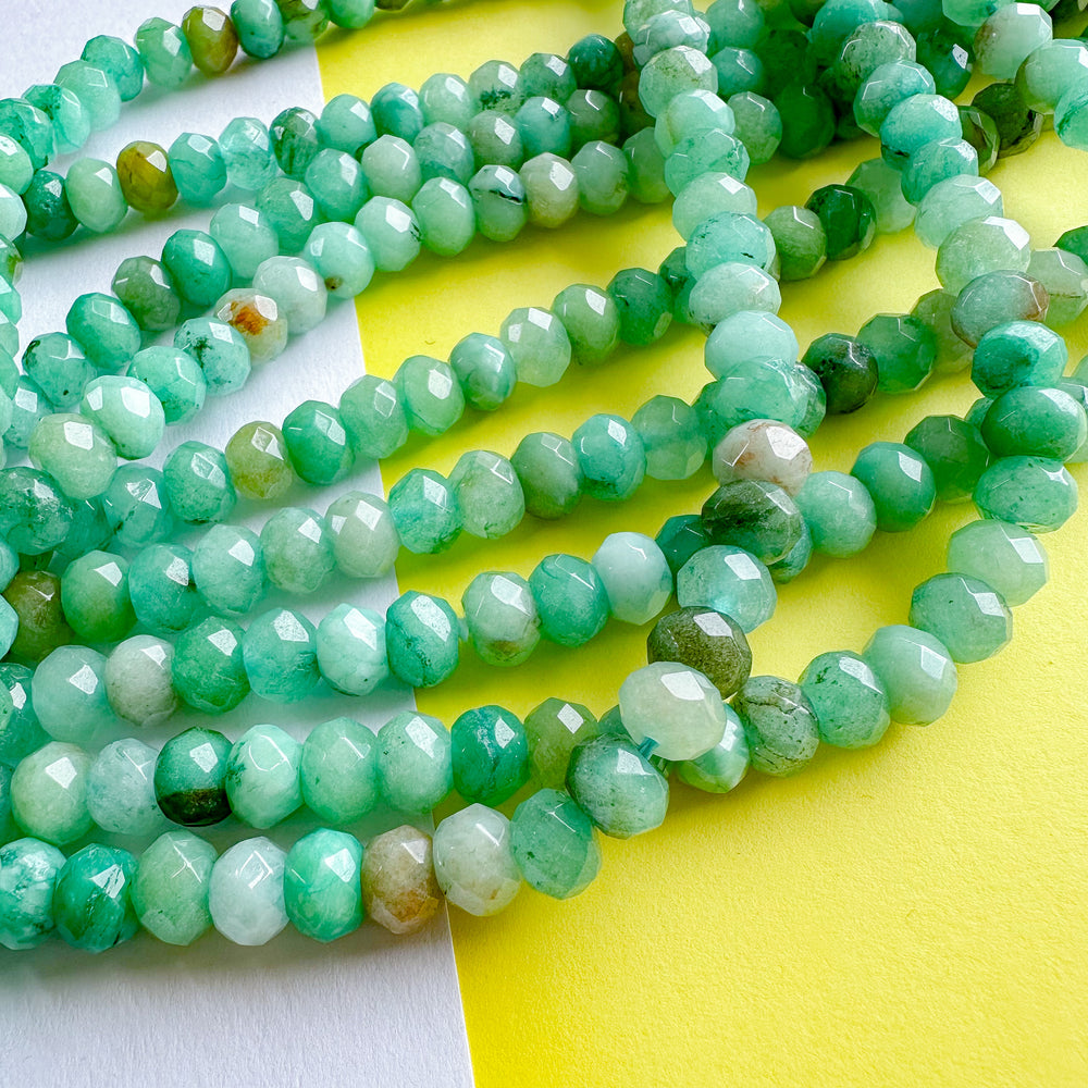 8mm Variegated Green Dyed Jade Rondelle Strand