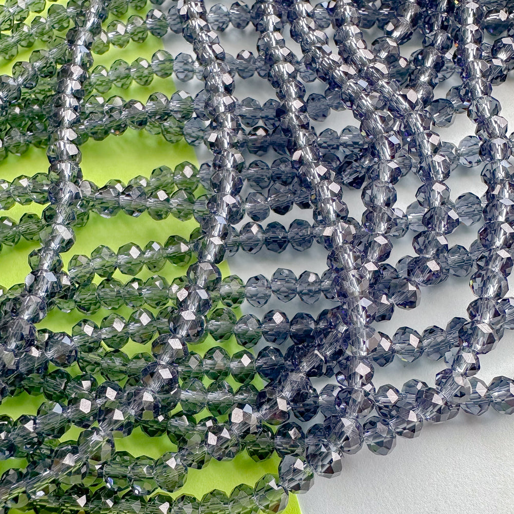 4mm Navy Haze Faceted Crystal Rondelle Strand