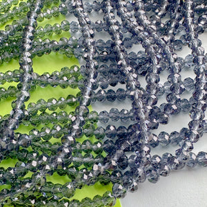 4mm Navy Haze Faceted Crystal Rondelle Strand