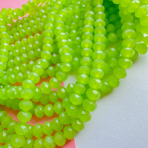 8mm Aloe Green Faceted Crystal Rondelle Strand