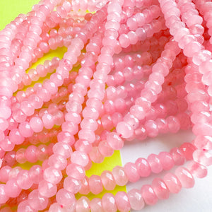 8mm Light Pink Dyed Jade Rondelle Strand