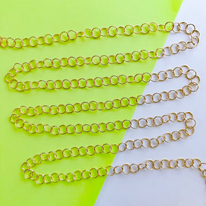 10mm Shiny Plated Gold Round Crinkle Chain