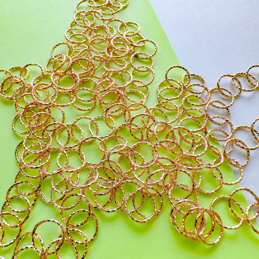 10mm Shiny Plated Gold Round Crinkle Chain