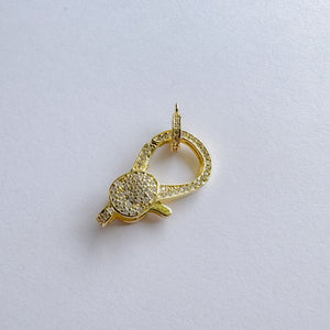 26mm Gold Plated Pave Lobster Claw Clasp with Ring