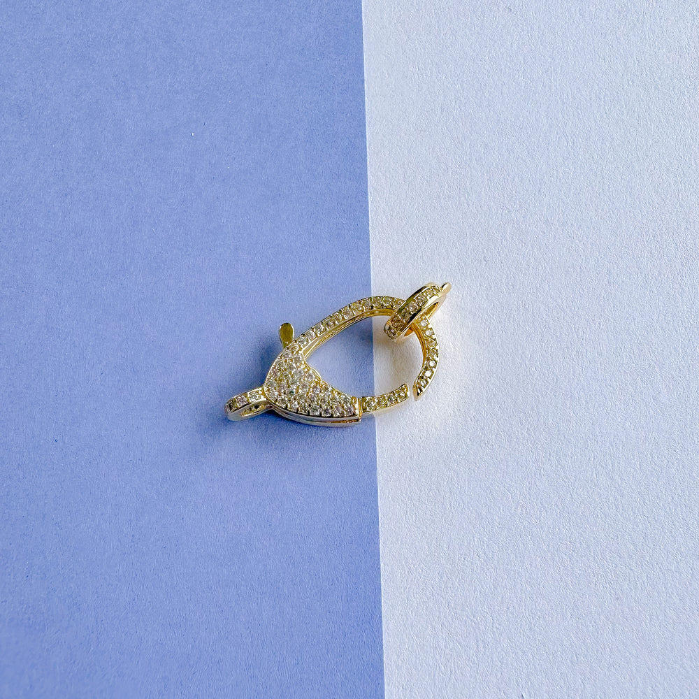 23mm Gold Plated Pave Lobster Claw Clasp with Ring