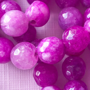 8mm Hot Lilac Faceted Dyed Jade Rounds Strand