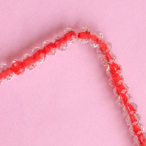 8mm Coral Lined Faceted Chinese Crystal Rondelle Strand