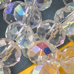 8mm Transparent AB Finish Faceted Rondelle Crystal