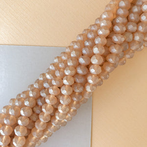 8mm Matte Peach Luster Faceted Chinese Crystal Rondelle Strand