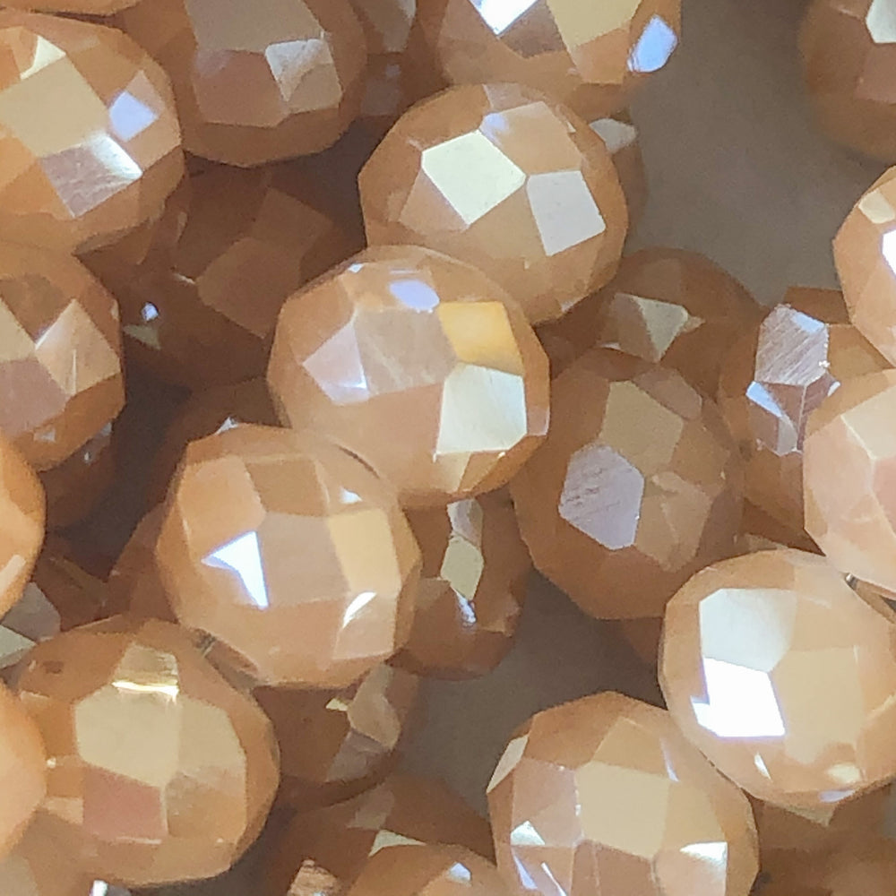 6mm Diamond Finish Caramel Faceted Chinese Crystal Strand