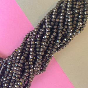 3mm Metallic Graphite Faceted Chinese Crystal Strand