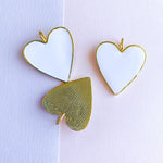 32mm White Enamel Gold Heart Pendant