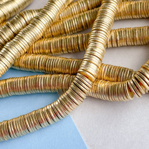 6mm Brushed Brass Heishi Disc Strand