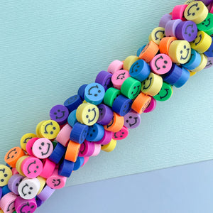 10mm Rainbow Smiley Face Polymer Strand