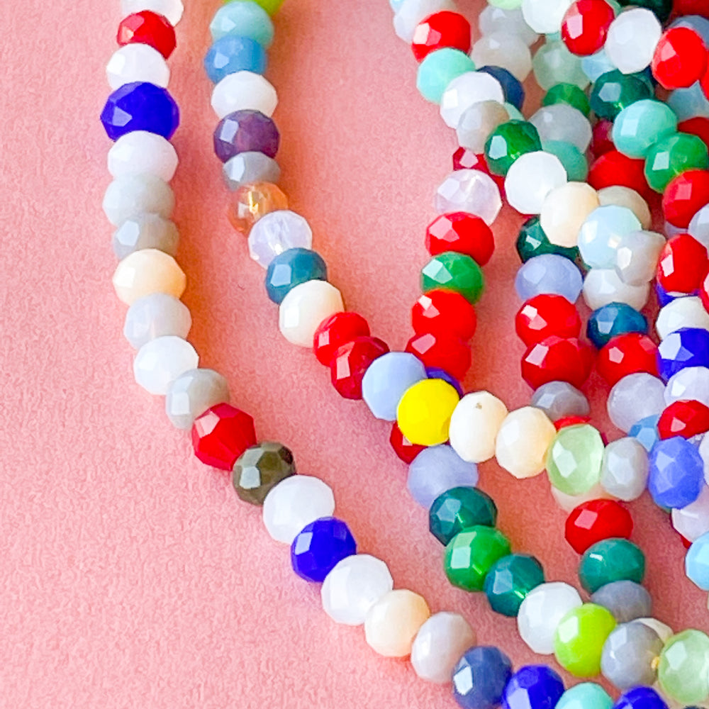 3mm Multicolor Candy Faceted Chinese Crystal Rondelle Strand