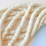 8mm Beige Wood Rondelle Strand