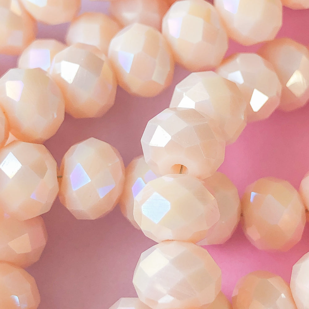 8mm Opaque Diamond Blush Crystal Rondelle Strand