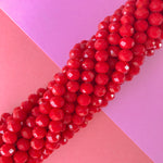 8mm Bright Red Faceted Chinese Crystal Strand