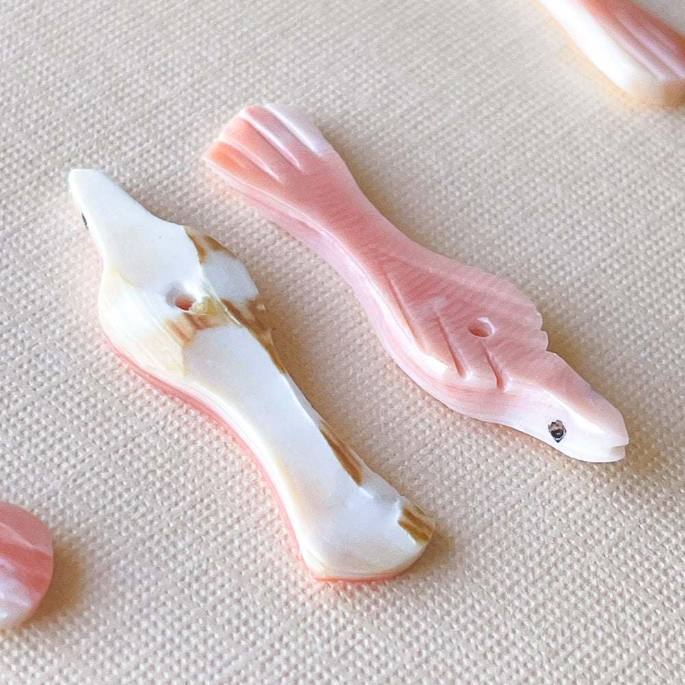 30mm Pink Hand Carved Fetish Bead - 4 Pack