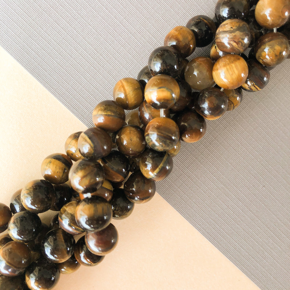 10mm Smooth Tigers Eye Round Strand