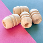 28mm Grooved Barrel Wood Bead - 4 Pack