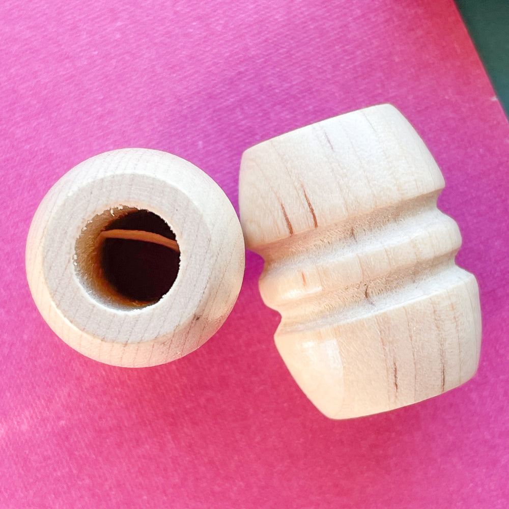 28mm Grooved Barrel Wood Bead - 4 Pack