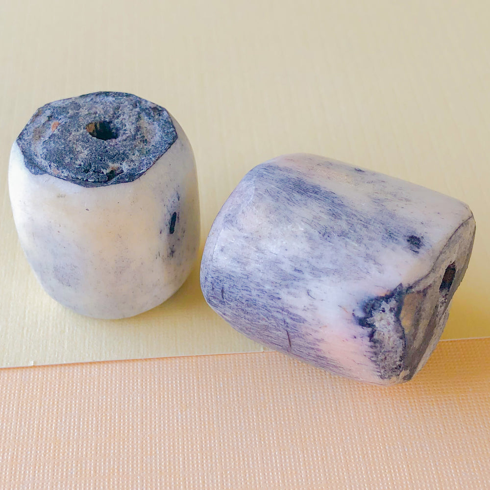 25mm Brushed Indigo Barrel Bone Bead - 2 Pack