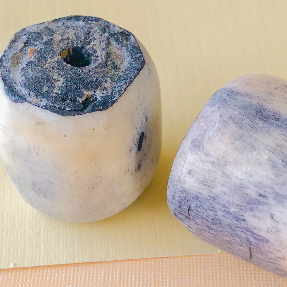 25mm Brushed Indigo Barrel Bone Bead - 2 Pack