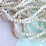 4mm Matte Arctic White Two-Tone Faceted Chinese Crystal Rondelle Strand