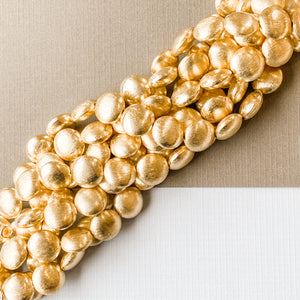 14mm Brushed Gold Puffed Coin Strand