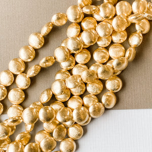 14mm Brushed Gold Puffed Coin Strand