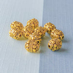 6mm Gold Pewter Beaded Capsule Bead - 10 Pack