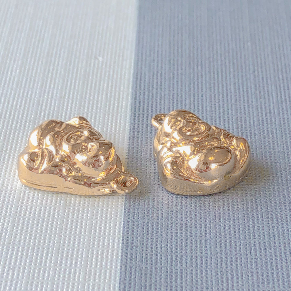 15mm Gold Laughing Buddha Charm - 2 Pack