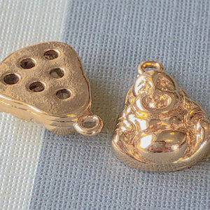 15mm Gold Laughing Buddha Charm - 2 Pack