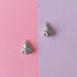 15mm Silver Laughing Buddha Charm - 2 Pack