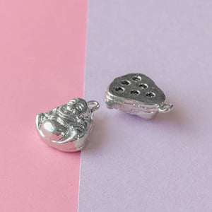 15mm Silver Laughing Buddha Charm - 2 Pack