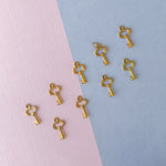 16mm Gold Plated Key Charm - 8 Pack