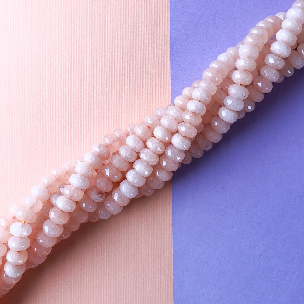 8mm Peach Dyed Jade Rondelle Strand