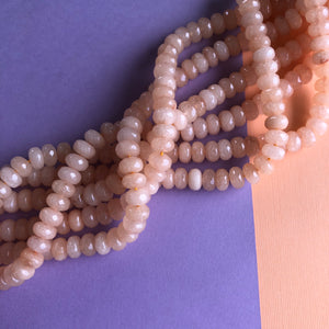 8mm Peach Dyed Jade Rondelle Strand