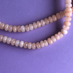 8mm Peach Dyed Jade Rondelle Strand