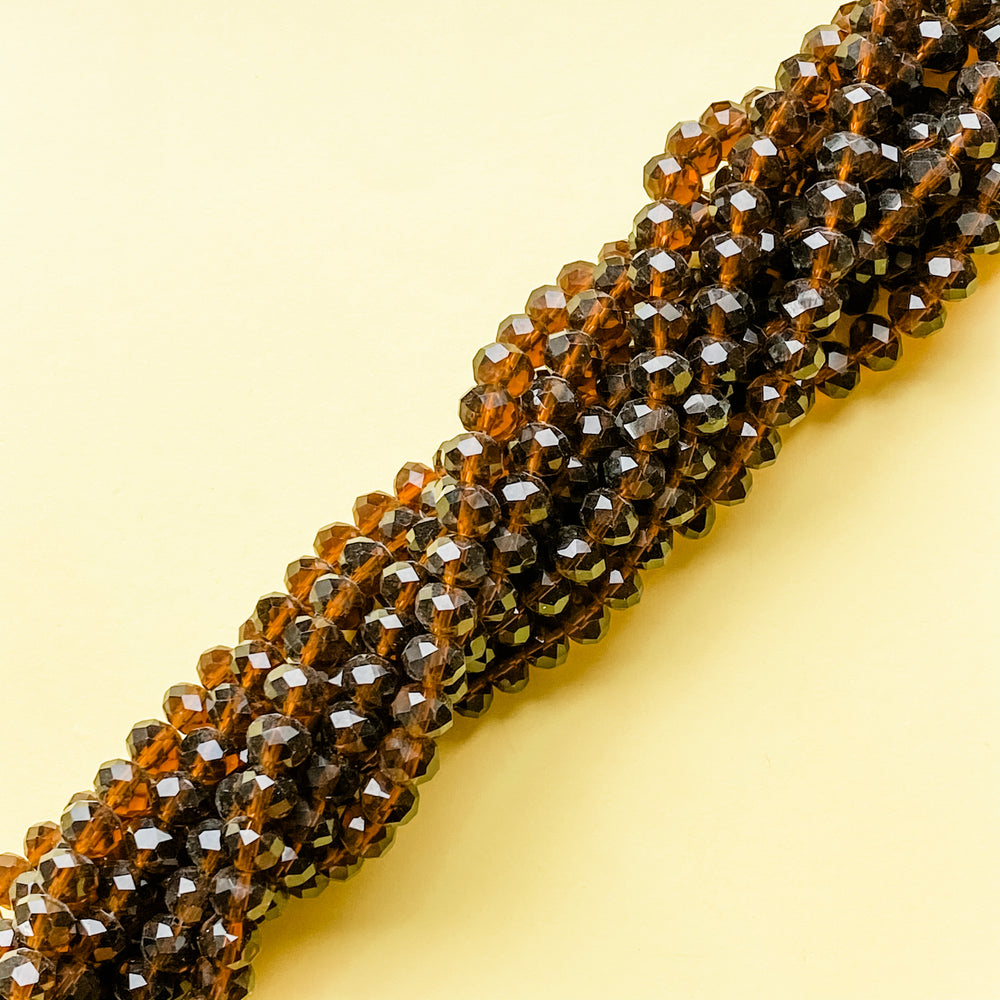 8mm Umber Brown Faceted Chinese Crystal Strand