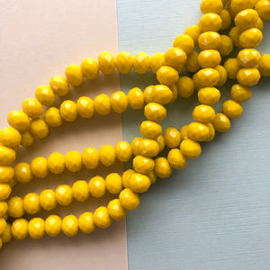 8mm Yellow Faceted Crystal Rondelle Strand