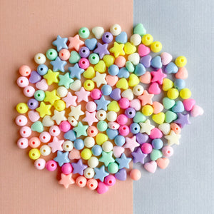 8-11mm Pastel Acrylic Hearts + Stars + Rounds Pack